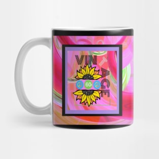 Vintage 1960s Peace Sign Sunflower Pink Psychedelic Mug